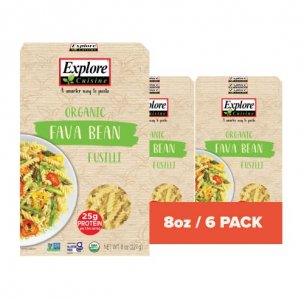 Explore Cuisine Organic Fava Bean Fusilli - 8 oz, Pack of 6 - Easy-to-Make Pasta - High in Plant-Based Protein - Non-GMO, Gluten Free, Vegan, Kosher
