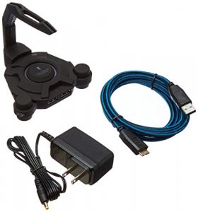 Narfi Gaming Mouse Bungee Stand - Blue LED - 4 Port USB 3.0 Hub with Active Power - AC 5V Power Adapter Is Included - PC; Mac; Linux