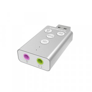 SABRENT Aluminum USB External 3D Stereo Sound Adapter for Windows and Mac. Plug and Play No Drivers Needed. [Silver] (AU-DDAS)