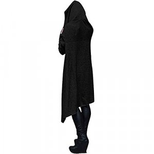 Xuan2Xuan3 Womens Kangaroo Pockets Loose Hoodies Sweatshirts Outerwear Coat Dress, Black, Medium