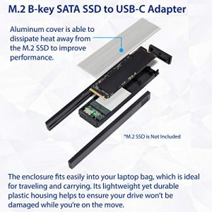 Syba USB C Aluminum M.2 SATA B-Key SSD Enclosure Adapter, USB 3.1 Gen 2 Type C to NGFF M.2 SATA B-Key Solid State Drive External Enclosure Fits SD-EN