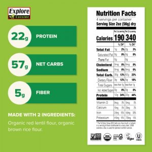 Explore Cuisine Red Lentil Penne, 8 Ounce