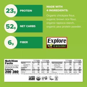 Explore Cuisine Organic Chickpea Spaghetti - 8 oz - High in Plant Based Protein, Gluten Free Pasta, Easy to Make - USDA Certified Organic, Vegan, Kos