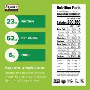 Explore Cuisine Organic Chickpea Fusilli - 8 oz, Pack of 6 - Easy-to-Make Pasta - High in Plant-Based Protein - Non-GMO, Gluten Free, Vegan, Kosher -