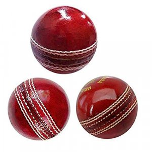 AnNafi Red Cricket Ball | Red Color Leather Cricket Balls for Practice A Grade Handstitched | Senior Official Hard & Seasoned |No Stamp for Indoor an