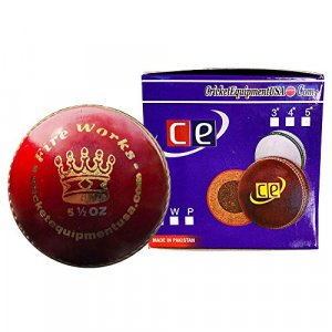 CE Fireworks Red Leather Cricket Ball by Cricket Equipment USA (5.5 Ozs, Fireworks Red)
