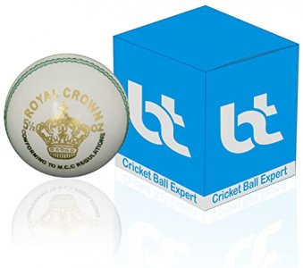 BT White Cricket Ball - Pack of 1 Genuine Leather Cricket Balls for Day or Night International Standard Cricket and Practice | Bat-Friendly Hard Cric