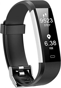 Kummel Fitness Tracker with Heart Rate Monitor, Waterproof Activity Tracker with Pedometer & Sleep Monitor, Calories, Step Tracking for Women Men Bla