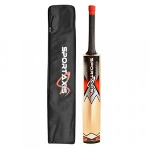 SPORTAXIS Wooden Kashmir Willow Cricket Bat with a Foam-Padded Bag- Strong, Lightweight, Ideal Training/Practice for Home/Club Play/Beach/Backyard Cr