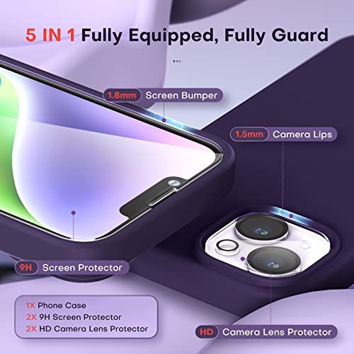 TAURI for iPhone 14 Pro Case, [5 in 1] 1X Clear Case [Not-Yellowing] with  2X Screen Protectors + 2X Camera Lens Protectors, [Military Grade Drop