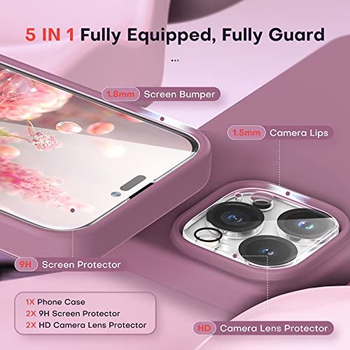  TOCOL [5 in 1 for iPhone 14 Pro Max Case, 2 Screen Protector +  2 Camera Lens Protector, Slim Liquid Silicone Phone Case iPhone 14 Pro Max  6.7 Inch, [Anti-Scratch] [Drop