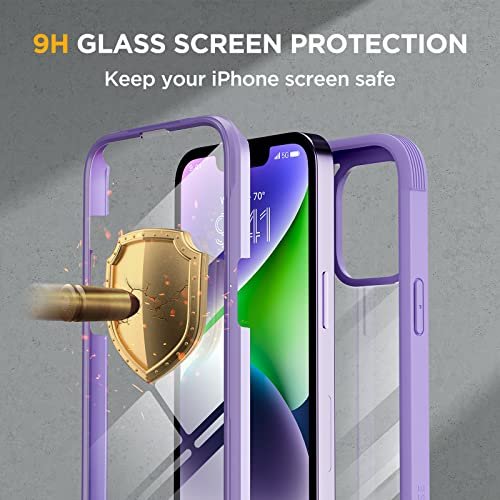 Miracase Glass Series for iPhone 14 Pro Max Case 6.7 Inch, 2023 Full-Body  Clear Bumper Case with Built-in 9H Tempered Glass Screen Protector, with