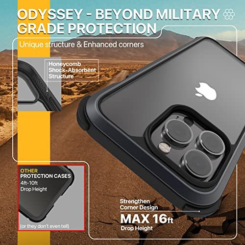  MAGEASY Protective iPhone 14 Pro Max MagSafe Case with  Adjustable Crossbody Lanyard - 16ft Drop Tested, 6.7 MagSafe iPhone 14 Pro  Max Case with Strap - Odyssey+ M (Metal Frame, Mystery
