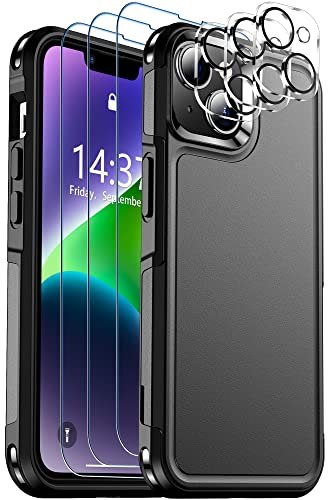 TASHHAR for iPhone 15 Pro Max Case with Screen and Lens Protector