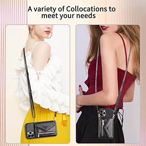 Amazon.com: SZHAIYU Compatible with iPhone 14 Plus Crossbody case Wallet  Purse for Women Girls Handbag with Card Holder Zippper Flip PU Leather Shoulder  Strap Cover 6.7'' (Black,IP 14 Plus) : Cell Phones