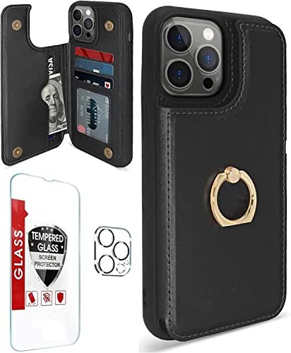 3 In 1 Iphone 14 Pro Max Case Wallet With Card Holder Tempered