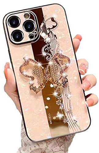 Compatible with iPhone 14 Plus 6.7 Trunk Case for Women Girls Luxury  Square Box Design Bling Diamond Glitter Soft Pretty Cover with Finger Ring  Grip