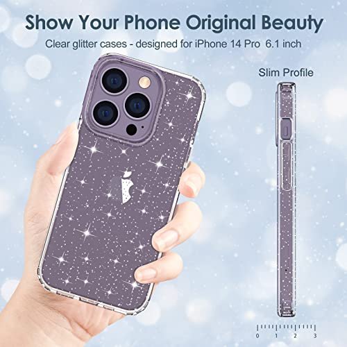 Hython Case for iPhone 14 Plus Case Glitter, Cute Sparkly Clear Glitter  Shiny Bling Sparkle Cover, Anti-Scratch Soft TPU Thin Slim Fit Shockproof