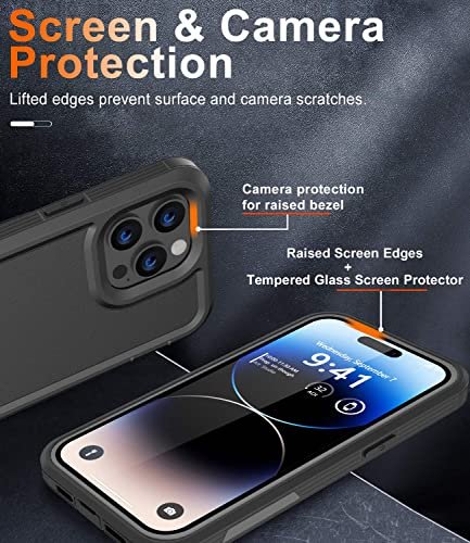 IBELIEF for iPhone 14 Pro Max Case with 2 Pack Tempered Glass