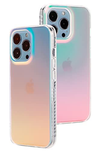 LONLI Hue - for iPhone 14 Pro Max - Fluorescent Coloful Iridescent  Translucent Matte Phone Case - Cute and Unique for Women, Girls and Men