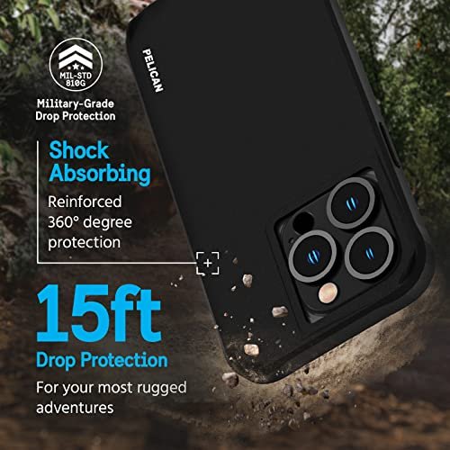 Pelican Ranger Series Apple iPhone 15 Pro Max Case [MagSafe Compatible] -  15ft Drop Protection - Black 