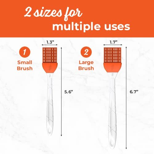 M Kitchen World Silicone Pastry Brush for Cooking 2 Pieces - Rubber Basting Brush with Grid, Kitchen Brushes Utensils for Food Sauce Butter Oil BBQ