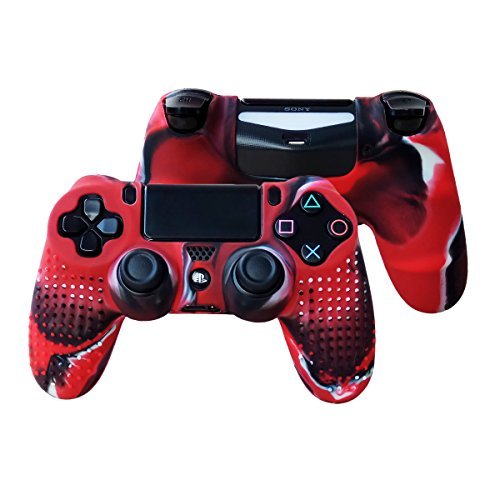 PS4 Controller Grip,Studded Anti-Slip PS4 Controller Cover Silicone Skin  for PS4 /Slim/PRO Controller(Black Controller Skin x 1 + FPS PRO Thumb  Grips