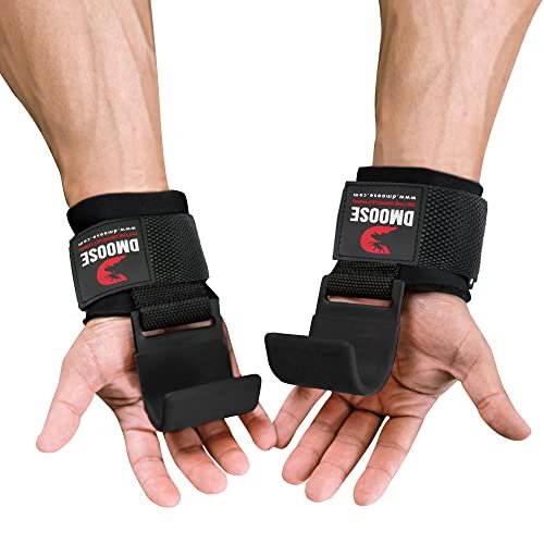 DMoose Weight Lifting Hooks (Pair), Hand Grip Support Wrist Straps