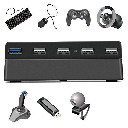 PS5 USB Hub PS4 USB Splitter, 4-Port USB 2.0 Hub USB Expander