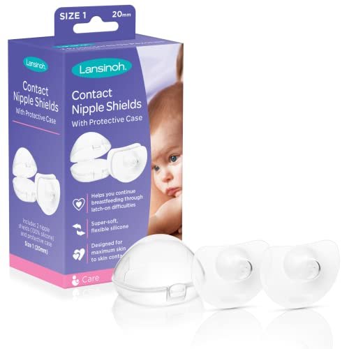 Medela Contact Nipple Shield for Breastfeeding, 20mm Small Nippleshield,  For Latch Difficulties or Flat or Inverted Nipples, 2 Count with Carrying