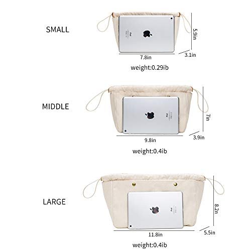 Canvas Purse Organizer Bag Inner Insert with Compartment Makeup Handbag  with Lots of Pockets Lightweight Fit Giving Structure