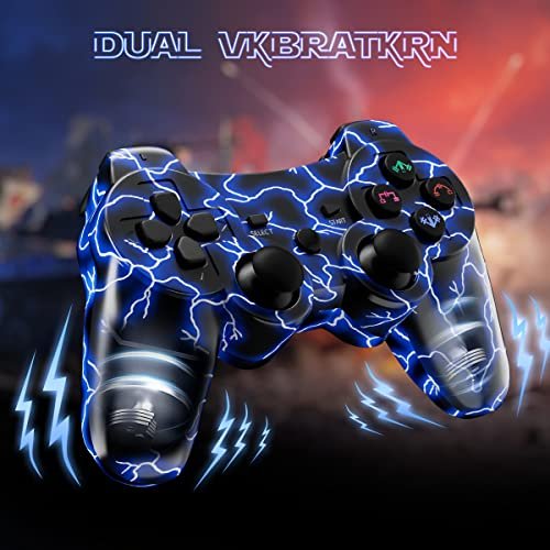 Kujian Controller For Ps3 2 Pack Wireless Controller For Playstation 3  6-Axis Thunderbolt Style Dual Vibration Gaming Controller With 2 Charging  Cord - Imported Products from USA - iBhejo