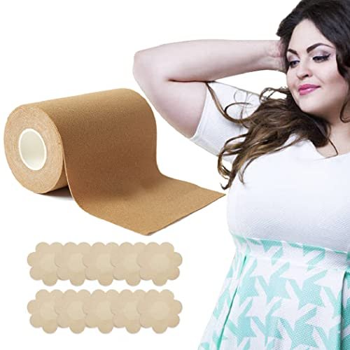 Vbt Boob Tape - Breast Lift Tape, Body Tape For Breast Lift W 2 Pcs  Silicone Breast Reusable Adhesive Bra, Bob Tape For Large Breasts A-G Cup,  Nude - Imported Products from USA - iBhejo