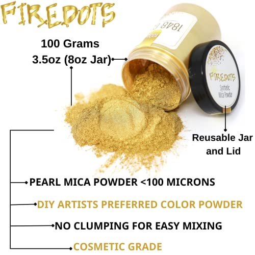 FIREDOTS 1848 Gold Mica Powder for Epoxy Resin, Kintsugi Gold,Gold