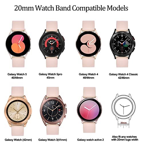 G-ficu Bling Silicone Band for Samsung Galaxy Watch 6 5 4 Band 40mm 44mm,  Glitter 20mm Watch Band for Women, Cute Bracelet for Samsung Watch Bands