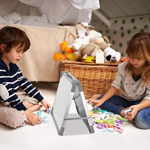 Small Dry Erase White Board TANKEE Magnetic Desktop Foldable Whiteboard  Portable Mini Easel Double Sided on Table Top with Holder for Kids Drawing,  Teacher Instruction, Memo Board Gray 