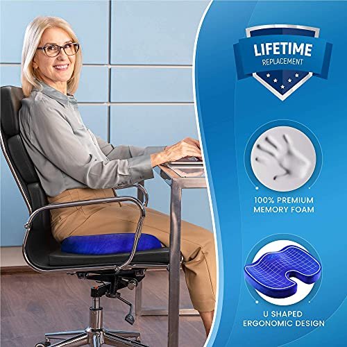 Comfort Seat Cushion - Memory Foam Tailbone Pillow Pad for Sitting