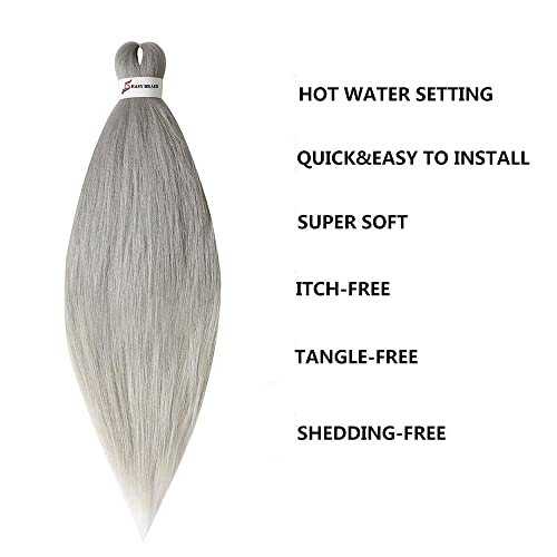 Braiding Hair 26 inch Pre Stretched Braiding Hair 6 Packs Ombre Pre Stretched Braiding Hair Hot Water Setting Synthetic Hair Extensions, Human Hair