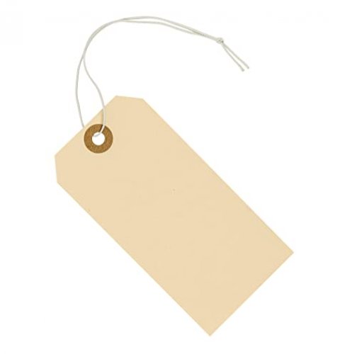 Ezdom Shipping Tags with String Attached 4 3/4' x 2 3/8' (12x6 cm) Box of 100 Large Manila Paper Tags with Strings and Reinforced Hole