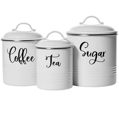 Kitchen Canister Rustic Coffee Tea Sugar Container Airtight Coffee Canister  Metal Storage Jar for Tea Sugar