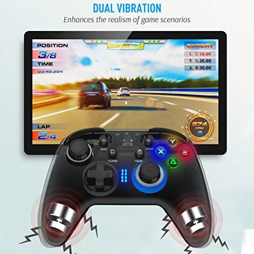 Wireless Gaming Controller, Game Controller for PC Windows 7/8/10/11, PS3,  Switch, Dual-Vibration Joystick Gamepad for Computer