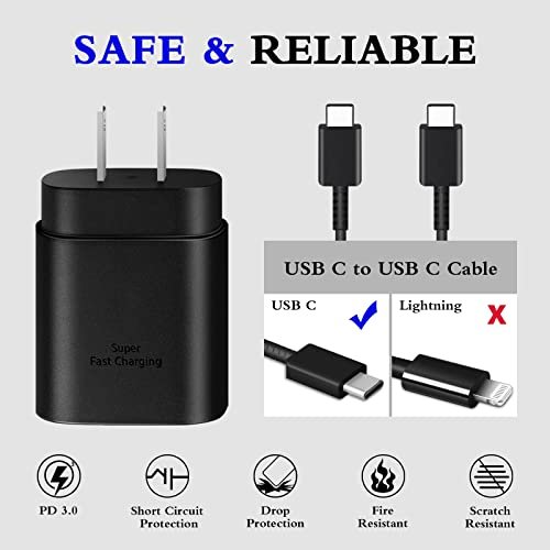 Type C Charger,25W Super Fast Charger Dual Port USB C Wall Charger, Quick  Charging Block Compatible with Samsung Galaxy S23 S22/S22 Plus/S20/S21  Ultra