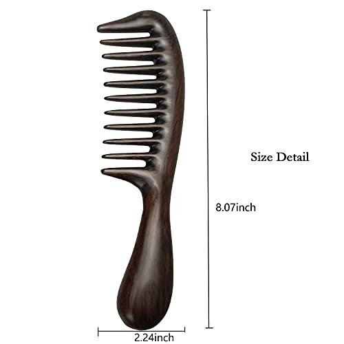 Louise Maelys Hair Comb Wooden Wide Tooth Comb for Curly Hair Detangling  Sandalwood Comb