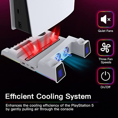  PS5 Stand and Cooling Station with RGB LED Controller