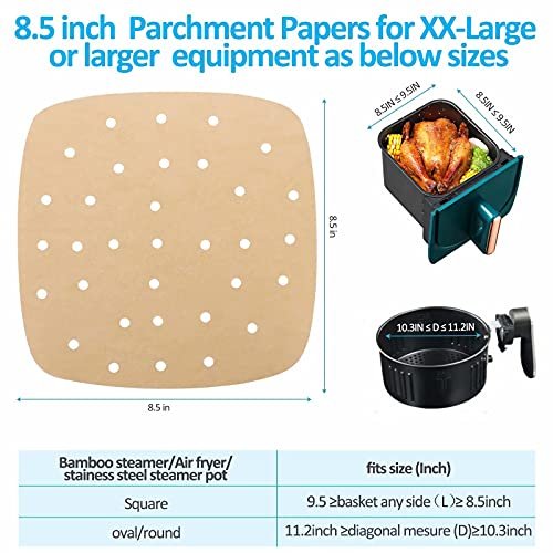 Air Fryer Disposable Paper Liner Square 10 Inch Large Air Fryer