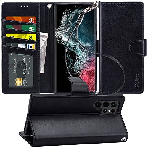 Arae Case For Samsung Galaxy S22 Ultra 5G Pu Leather Wallet Case