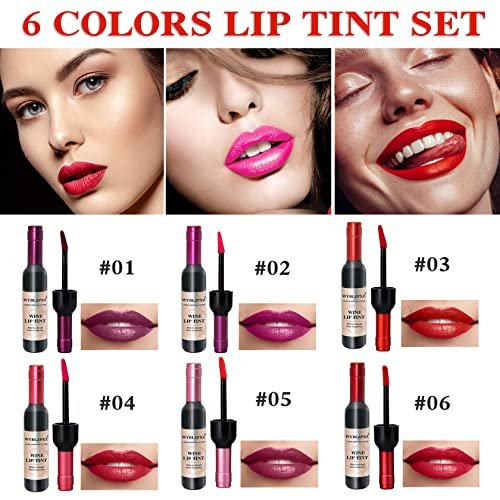 .com : JDEFEG Wine Gloss Lip Tint 6 Colors Of Velvet Smooth