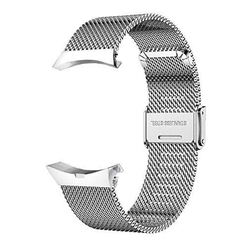 LDFAS Compatible for Samsung Galaxy Watch 6 Classic 47mm 43mm/5 Pro 45mm Bands, No Gaps 20mm Stainless Steel Metal Watch Strap Compatible for