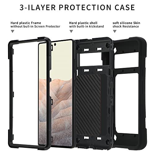 For Google Pixel 6a Case Ring Kickstand Armor Phone Cover with Screen  Protector