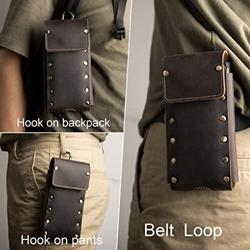 Topstache Leather Phone Holster With Belt Clip Loop, Leather Belt Case With  Magnetic Closure,cell Phone Case For Iphone, Belt Phone Pouch For Samsung